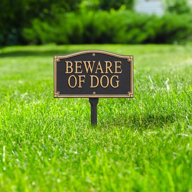 Whitehall Products Beware of Dog Wall/Lawn Statement Marker, Black/Gold - Image 3
